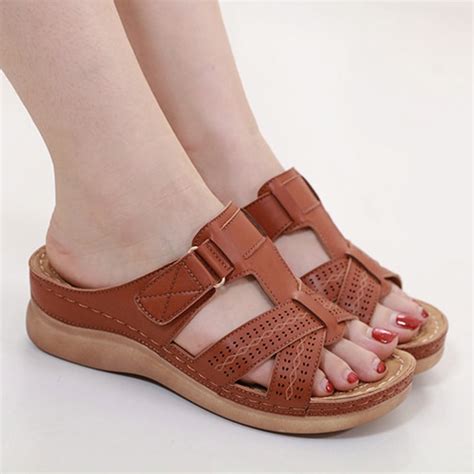 women wedge sandal premium orthopedic open toe sandals vintage anti slip breathable  summer