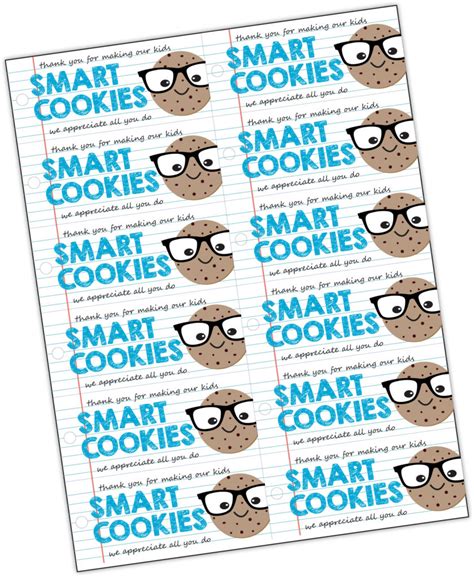 print  teacher appreciation smart cookie gift tag  silly squirts