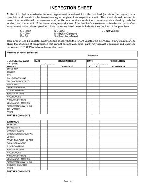 sample routine rental inspection checklist template
