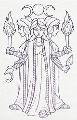 Hecate Goddess Greek Pages Coloring Embroidery Tattoo Patterns Urbanthreads Gods Pantheon Choose Board Witch Adult sketch template