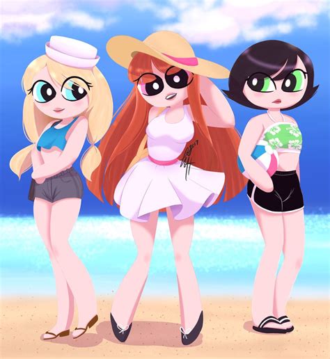 Summer Puff By Sweetlilharu Powerpuff Girls Cartoon Powerpuff Girls