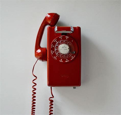 red wall phone working rotary dial wall mount telephone etsy retro
