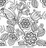 Flowers Butterflies Coloring Pages Shutterstock Adult sketch template