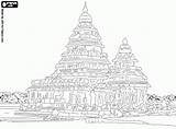 Temple Shore Coloring Pages Mahabalipuram Colouring Bengal Printable Oncoloring sketch template