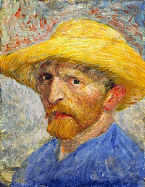 Self Portrait With Straw Hat 1887 By Vincent Van Gogh