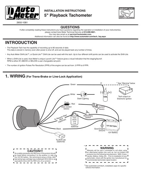 wiring diagram  autometer tach