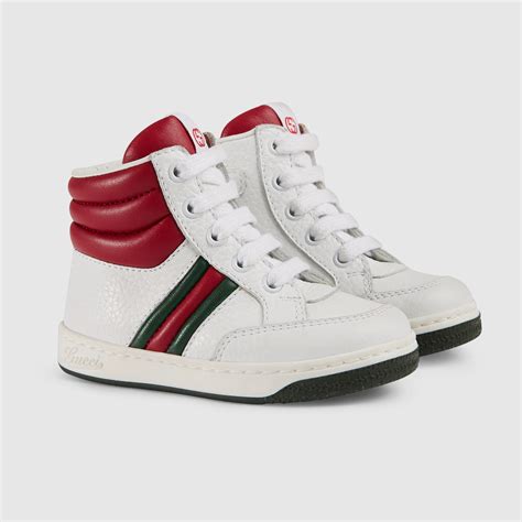 gucci children toddler leather web high top als