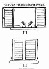 Open Closed Coloring Worksheets Pages Opposite Doors School Building Template sketch template