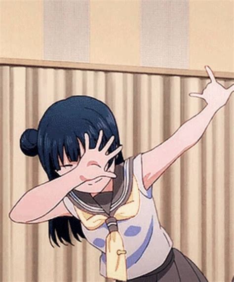 An Anime Girl With Her Hand On Her Face And Arms Stretched Out To The Side