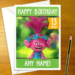 princess poppy personalised birthday card large  trolls troll