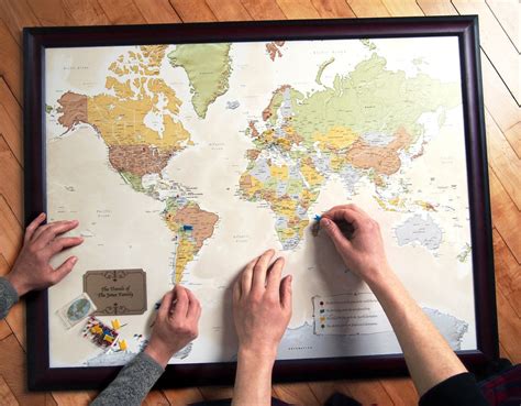 map  travels push pin world travel map framed mapyourtravelscom