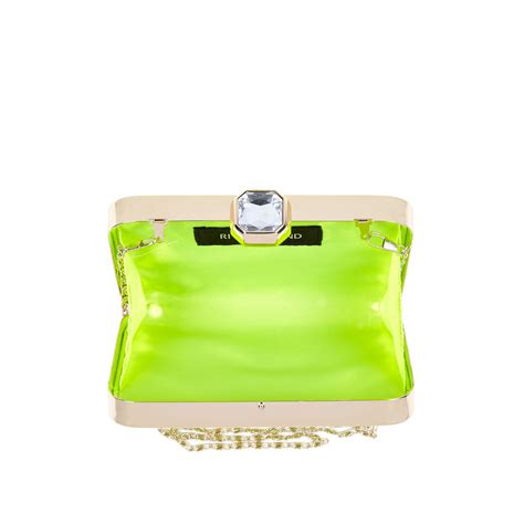 river island lime lace box clutch bag  gold green lyst