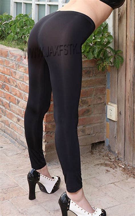 women s semi see through slim fit pants elastic bodywear leggings homewear lady leggings
