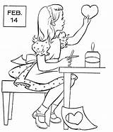 February Coloring Pages Printable Valentines Print Color Size Feb Coloringfolder sketch template