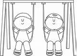 Swing Clip Kids Clipart Children Swinging Swings School Playing Boy Cliparts Mycutegraphics Little Girl Kid Outline Graphics Two Set Girls sketch template