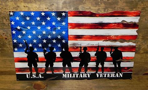 military veteran usa flag metal wall hanging sign    walmart