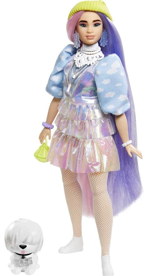 barbie extra poupée articulée aux longs cheveux violets look tendance