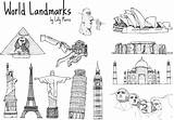 Landmark Landmarks Hand Drawn Vector Vectors Wonders Famous Sketch Buildings Architecture Coloring Pages Comments System Template Edit sketch template