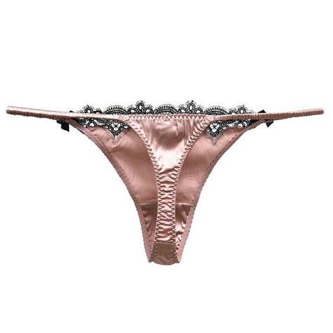 silk thong panty with pretty flower applique pink lingerie lingerie