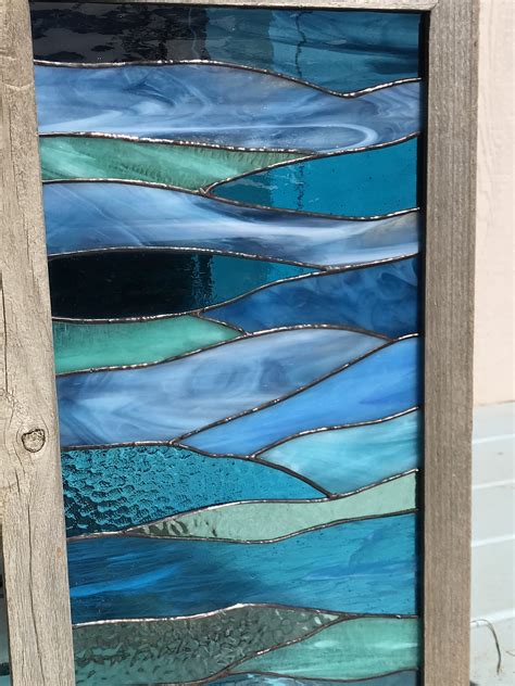 ocean waves  serenity stained glass beachy blues serene etsy