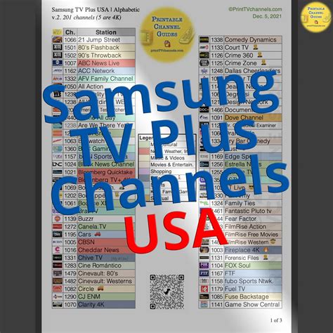 samsung tv  channel list printable