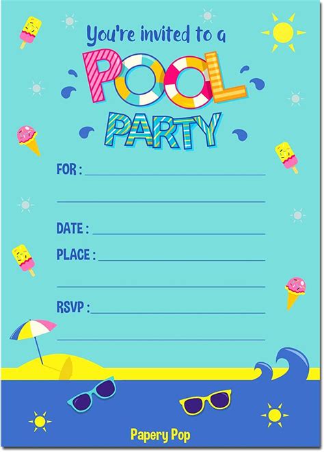 printable pool party invitations template printable templates