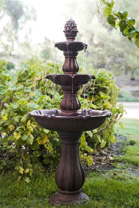 xbrand  tier freestanding waterfall fountain wled light outdoor garden yard lawn porch