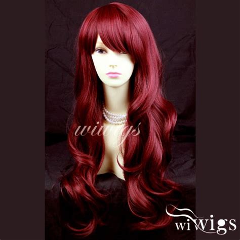 Wiwigs Sexy Layered Wavy Burgundy Red Mix Long Ladies Wigs Skin Top