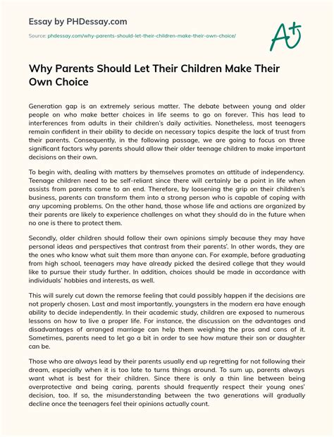 parents    children    choice essay