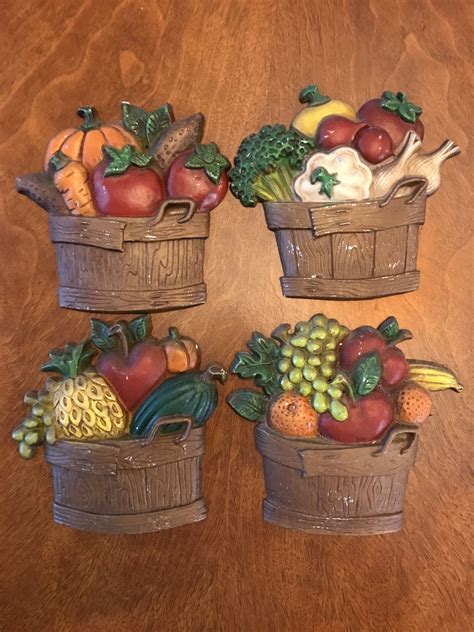 Sexton Fruit And Veggie Basket Metal Wall Plaques Vintage Kitchen