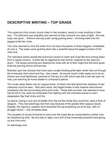 descriptive writing grade