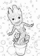 Groot Coloring Pages Chibi Baby Marvel Cute Colouring Printable Galaxy Sheets Color Drawing Adult Book Christmas Deviantart Sorah Kids Visit sketch template