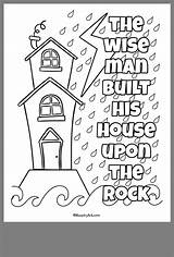 Coloring Rock House Wise Built Pages School Sunday Bible Printable Color Sheets Man Activities Upon Jesus Sheet Matthew Kids Colouring sketch template