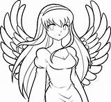 Coloring Anime Pages Angel Girl Cute Drawing Printable Angels Japanese Print Animation Animel Simple Warrior Color Colouring Coloring4free Unique Style sketch template