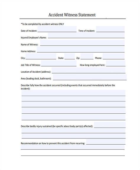 sample accident statement forms
