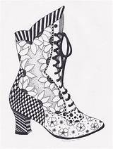 Coloring Victorian Boot Pages Printable Choose Board Vintage Zentangle sketch template