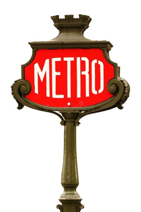 red metro sign  paris editorial stock photo image  metro