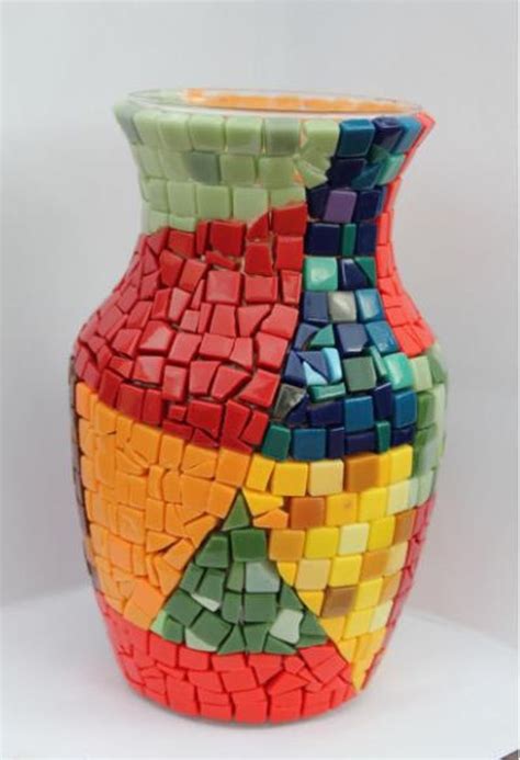 Multi Colored Mosaic Glass Vase
