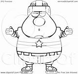 Shrugging Chubby Careless Hockey Player Man Clipart Cartoon Thoman Cory Outlined Coloring Vector sketch template