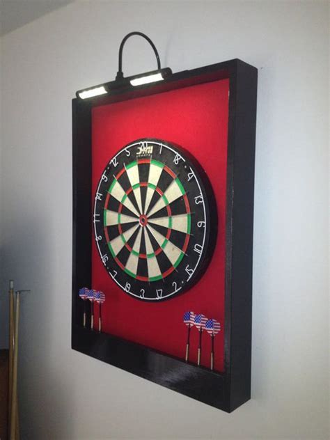 led lighted custom dart board backboard red black trim surround  winmau blade  sisal