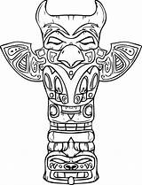 Totem Pole Coloring Native Pages American Drawing Poles Printable Draw Kids Symbols Tattoo Tiki Totems Color Clipart Template Mask Sheets sketch template
