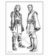 Anakin Skywalker Coloring Wan Padawan Obe Kenobi sketch template