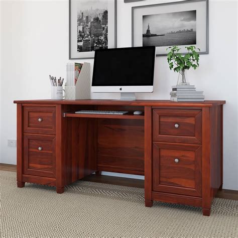 aulander solid wood home office executive desk  computer tray
