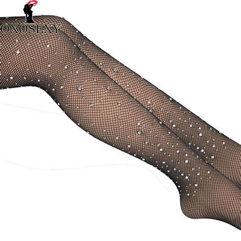 black sexy stocking women stretch mesh pantyhose tights thin sexy bling