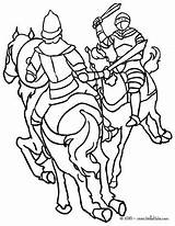 Chevaliers Caballeros Colorir Cavaleiros Guerreros Kampf Ritter Medievales Combate Batalha Rencontre Imprimer Hellokids Desenhos Cavaleiro Dragon sketch template