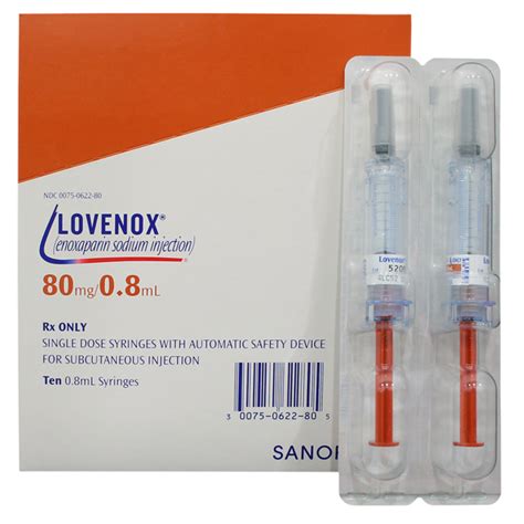 lovenox anticoagulant enoxaparin sodium  mg  ml subcutaneous injection prefilled syringe
