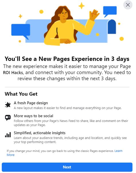 facebook  page experience  layout features