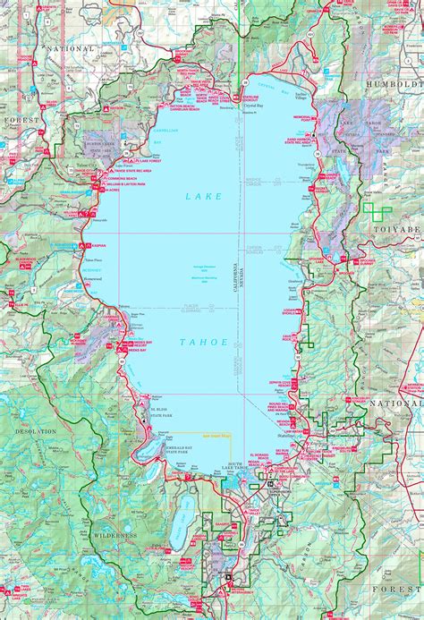 large detailed tourist map  lake tahoe
