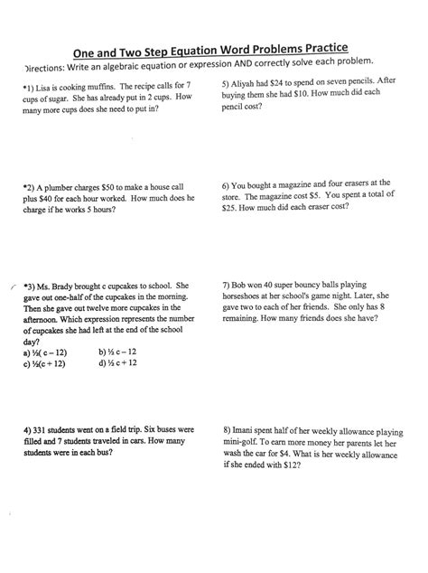 multi step word problems grade  worksheets  grade word problem