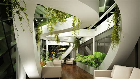 wallpaper living room design high tech modern plants light shades architecture